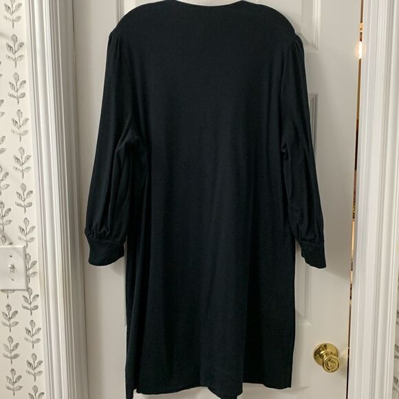 Crown & Ivy Size XXL black dress w/white ruffle collar and puffy cuffed sleeves - Picture 2 of 9